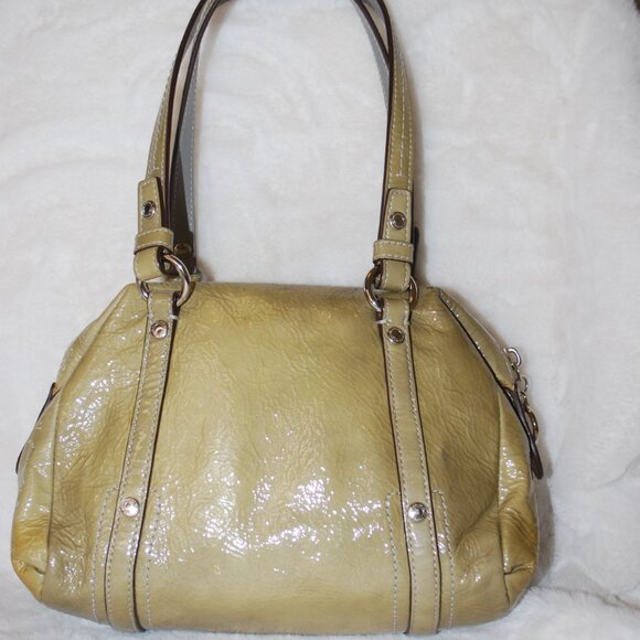 💚👜Coach Purse Green Ombre Textured Handbag Patent Leather Satchel 45570💚👜 - Picture 10 of 13